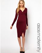 Asos Maternity Midi Dress with Wrap Skirt - Lyst