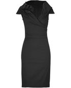 Donna Karan New York Black Draped Cotton-Blend Dress - Lyst