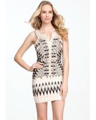 Bebe Tribal Beaded Dress - Lyst