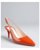 Prada Clementine Textured Patent Leather Slingback Pumps - Lyst