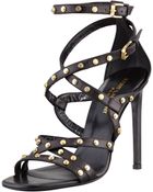Saint Laurent Ppy Studded Leather Sandal - Lyst