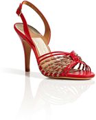 Ferragamo Lava Red/Tan Leather Sky Sandals - Lyst