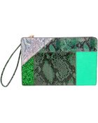 Stella McCartney Waverly Faux Python and Stingray Clutch - Lyst
