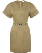 Victoria, Victoria Beckham Belted Cotton Sateen Dress - Lyst