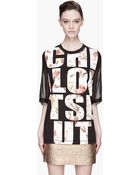 3.1 Phillip Lim Black Oversize Sheer Chill Out T-Shirt - Lyst