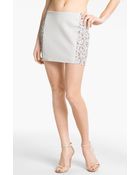 Bailey 44 Sangria Faux Leather Lace Trim Miniskirt - Lyst
