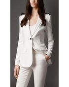 Burberry Leather Detail Long Tailored Jacket - Lyst