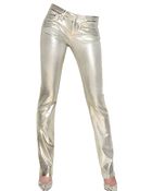 Blumarine Hand Waxed Stretch Cotton Denim Jeans - Lyst