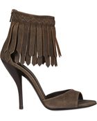 Bottega Veneta Vintaged Leather Fringed Sandals - Lyst