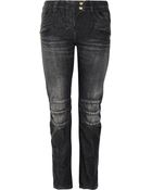 Balmain Mid-Rise Motocross-Style Skinny Jeans - Lyst