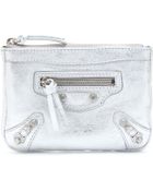 Balenciaga Classic Metallic Leather Pouch - Lyst