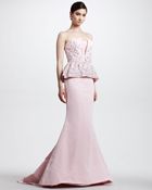 Oscar de la Renta Beaded Bustier Peplum Gown - Lyst
