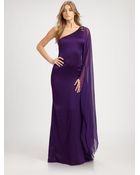 Notte By Marchesa Asymmetrical Silk Gown - Lyst