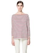 Zara Boat Neck Striped Sweater - Lyst