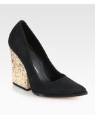 Alice + Olivia Meyer Suede Glitter Heel Pumps - Lyst