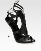 B Brian Atwood Merritta Zipfront Leather Sandals - Lyst