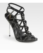 B Brian Atwood Studded Leather Cage Sandals - Lyst