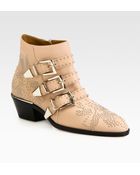 Chloé Studded Leather Buckle Ankle Boots - Lyst
