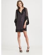 Halston Heritage Embroidered Silk Tunic Dress - Lyst
