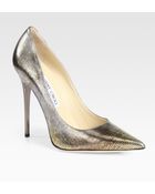 Jimmy Choo Anouk Metallic Lizardprint Leather Pumps - Lyst