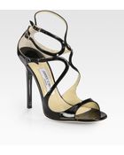 Jimmy Choo Lance Strappy Patent Leather Sandals - Lyst