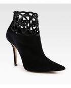 Oscar de la Renta Suede and Patent Leather Ankle Boots - Lyst