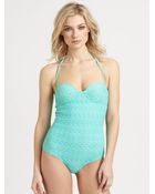 Oscar de la Renta Onepiece Capri Cloque Swimsuit - Lyst