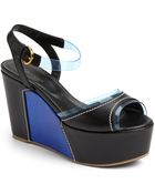 Sergio Rossi Colorblock Wedge Sandals - Lyst