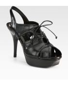 Saint Laurent Leather Laceup Slingback Sandals - Lyst