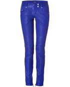Balmain Low Rise Leather Biker Pants - Lyst