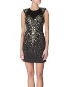 Karen Millen Metallic Beaded Dress - Lyst