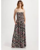 Rebecca Taylor Smocked Floral Maxi Dress - Lyst