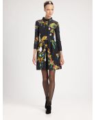 Oscar de la Renta Bijou Print Silk Dress - Lyst