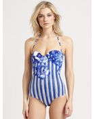 Oscar de la Renta Onepiece Lotus Stripe Swimsuit - Lyst