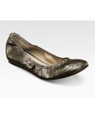 Vera Wang Lavender Snakeembossed Leather Ballet Flats - Lyst