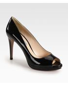 Prada Patent Leather Platform Pumps - Lyst