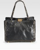 Valentino Rockstud Small Leather Tote Bag - Lyst