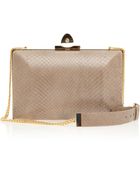 Elie Saab Python Goldleather Strap Clutch - Lyst