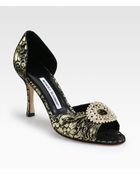 Manolo Blahnik Sedaraby Metallic Suede Dorsay Pumps - Lyst