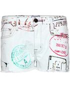 Mary Katrantzou X Current/elliott The Boyfriend Print Denim Shorts - Lyst
