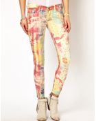 Pepe Jeans Multicoloured Print Skinny Jeans - Lyst