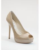 Jimmy Choo Crown Patent Leather Peep-Toe Pumps - Lyst