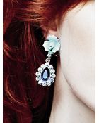 Kenneth Jay Lane Ceramic Flower Crystal Drop Earrings - Lyst