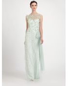 Teri Jon Tulle Overlay Lace Gown - Lyst