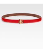 Tory Burch Skinny Leather Logo Belt - Lyst
