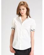 Burberry Brit Ruched Stretch Cotton Shirt - Lyst