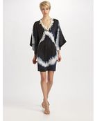 Josie Natori Evolve Tiedyed Satin Caftan - Lyst