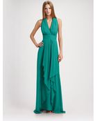 Nicole Miller Silk Chiffon Halter Gown - Lyst