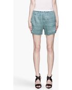 Balmain Blue Patterned Silk Tap Shorts - Lyst