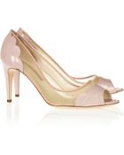 Rupert Sanderson Cerise Patentleather and Mesh Pumps - Lyst